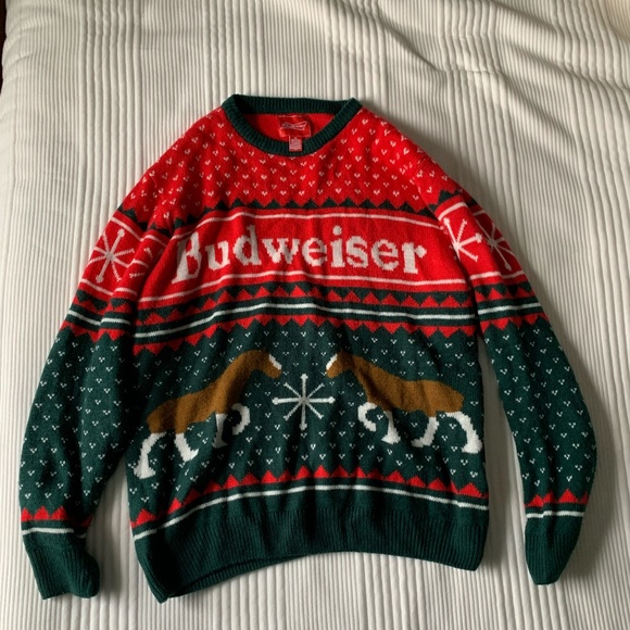 Budweiser Christmas Sweater with Clydesdales Vintage Look Size XL - Picture 2 of 5